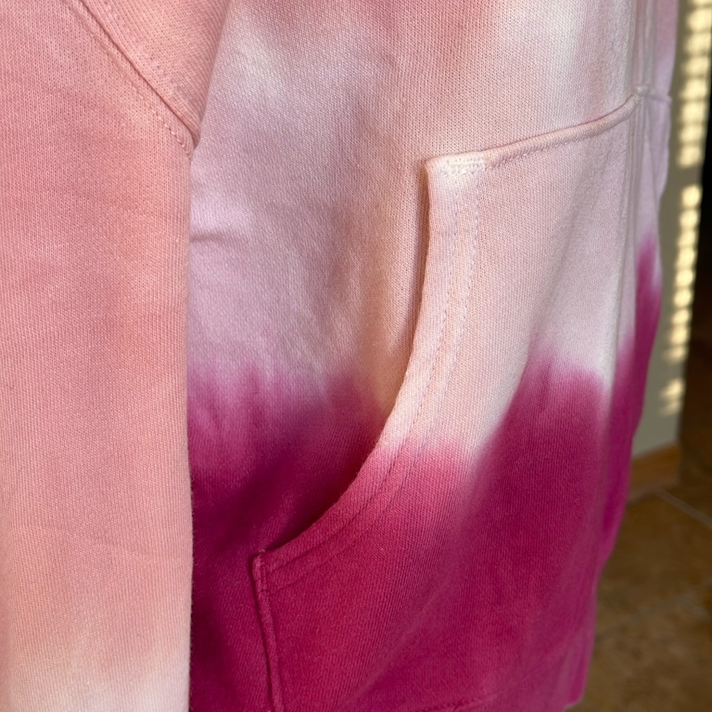 NWT WILDFOX TYE DYE HOODED SLOUCHY ALGODON COTTON PULLOVER PINK OMBRÉ SIZE SM - Picture 5 of 13